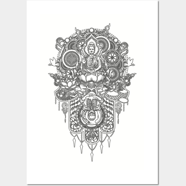 Buddha Hamsa - Shadow Black Variant Wall Art by Mr Eggs Favorites